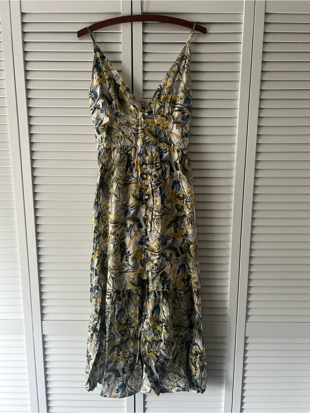 Abercrombie & Fitch Linen-Blend Button-Through Tropical Maxi